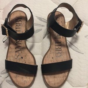 Sam & Libby  Black sandals with gold accents